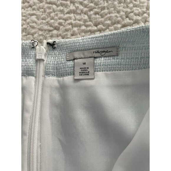 Halogen Rear Zip Lined Pencil Skirt Pale Green Tweed Work Wear Size 14 - Picture 6 of 9